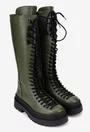 Cizme dama verzi din piele texturata