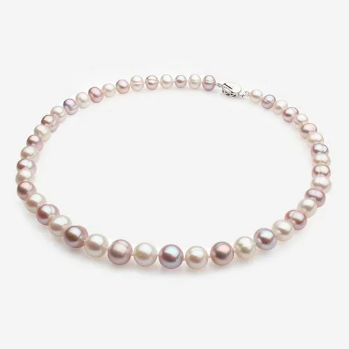 Colier clasic din perle de cultura alb-sidefat in combinatie cu bej-sidefat 74288