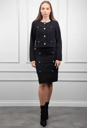 Compleu negru format din sacou si rochie