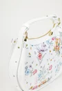 Geanta dama alba cu imprimeu floral din piele texturata