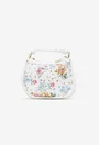 Geanta dama alba cu imprimeu floral din piele texturata