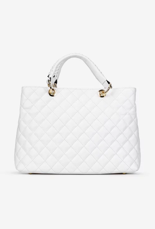 Geanta dama alba din piele naturala Milona