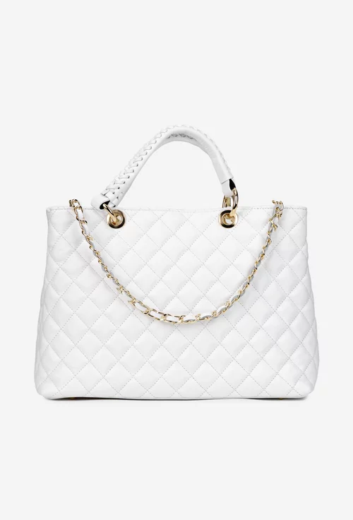 Geanta dama alba din piele naturala Milona