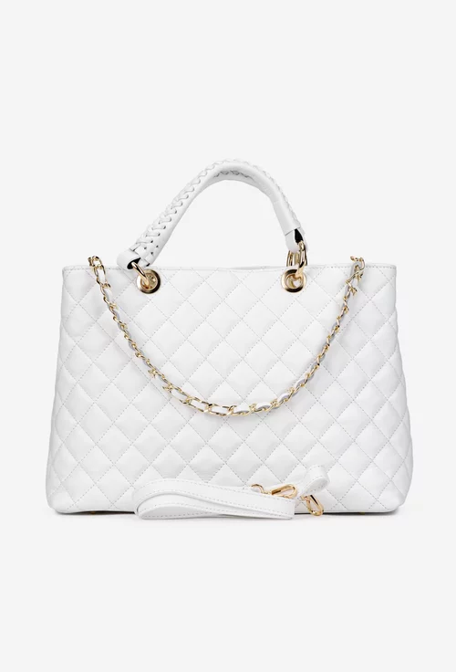 Geanta dama alba din piele naturala Milona