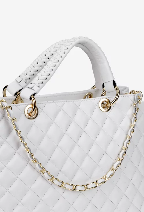 Geanta dama alba din piele naturala Milona