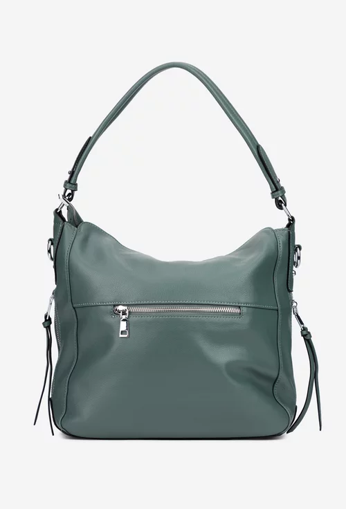 Geanta dama albastru-verzui din piele cu buzunare