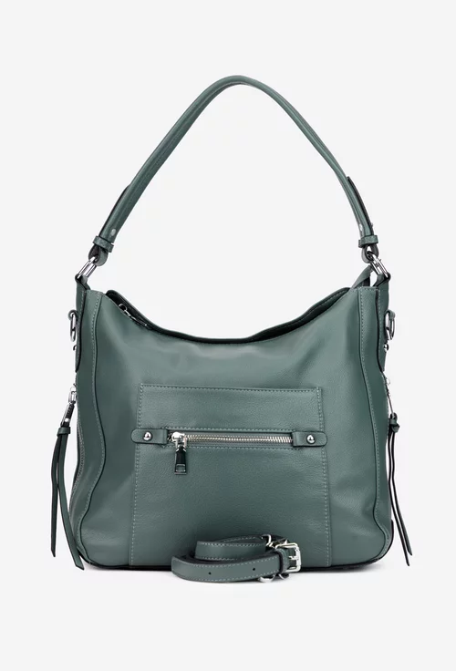 Geanta dama albastru-verzui din piele cu buzunare