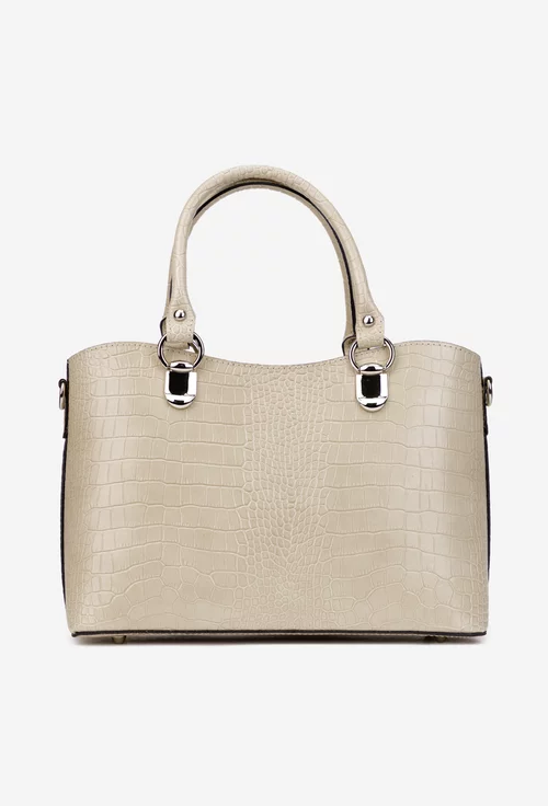 Geanta dama bej confectionata din piele