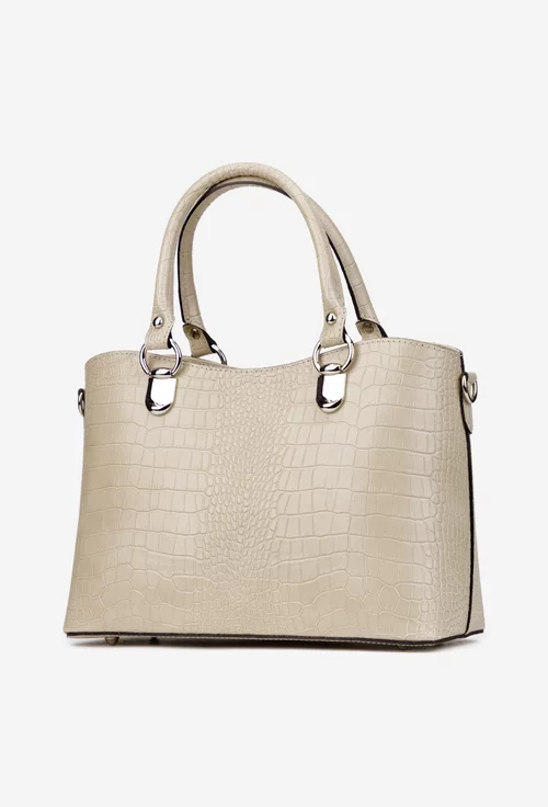 Geanta dama bej confectionata din piele