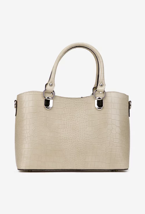 Geanta dama bej confectionata din piele