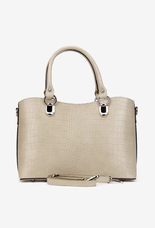 Geanta dama bej confectionata din piele