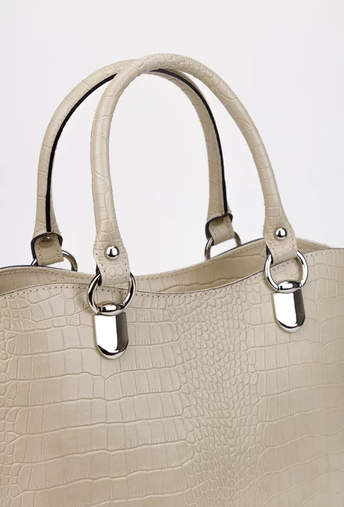 Geanta dama bej confectionata din piele