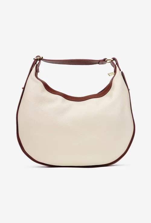 Geanta dama bej cu maro din piele texturata