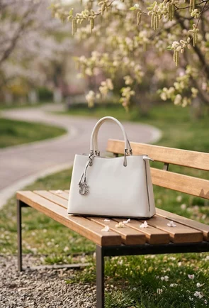 Geanta dama bej deschis din piele texturata