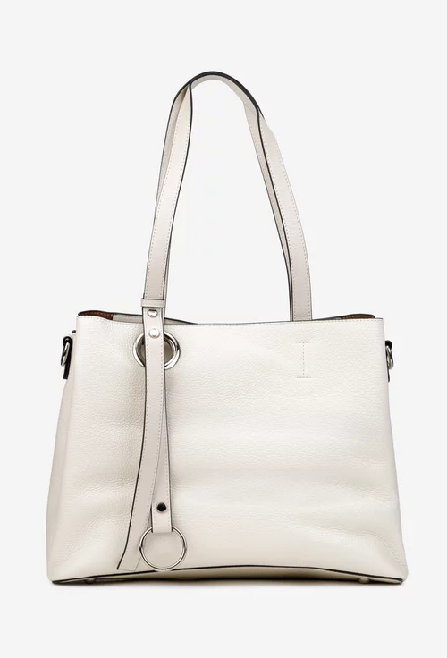 Geanta dama bej deschis din piele texturata