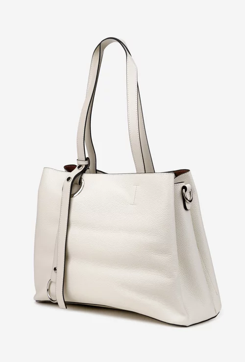 Geanta dama bej deschis din piele texturata