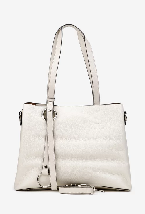 Geanta dama bej deschis din piele texturata