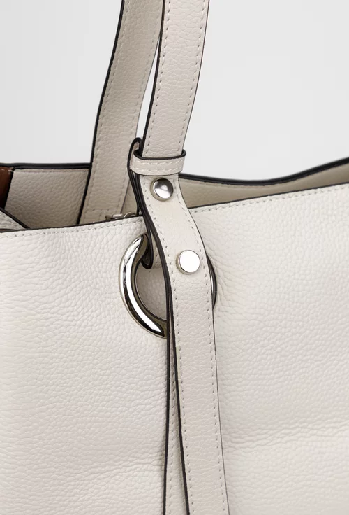 Geanta dama bej deschis din piele texturata