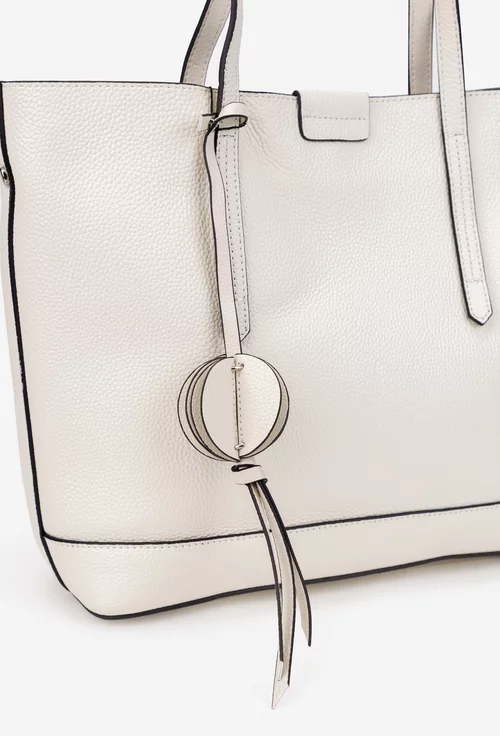 Geanta dama bej deschis din piele texturata