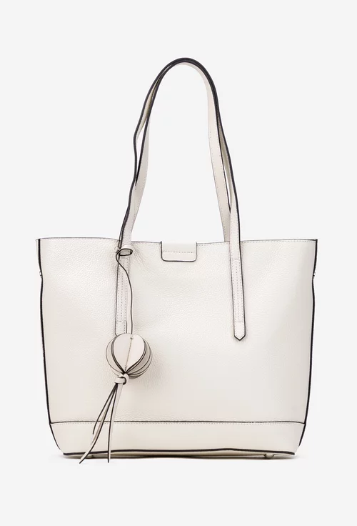 Geanta dama bej deschis din piele texturata