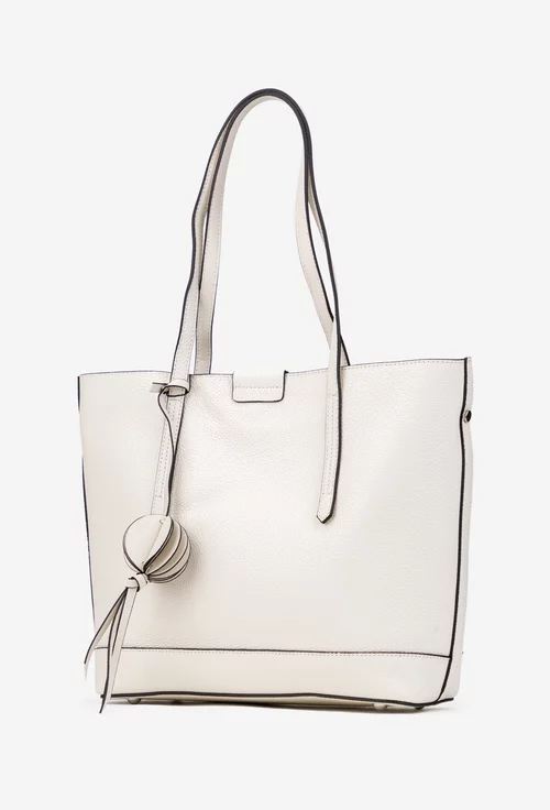 Geanta dama bej deschis din piele texturata