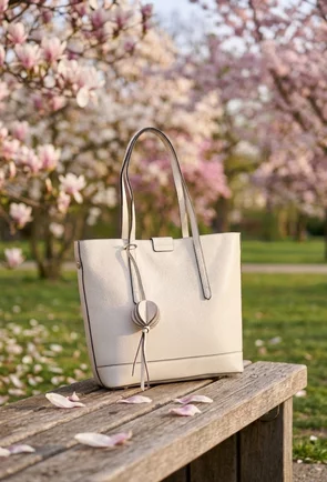 Geanta dama bej deschis din piele texturata