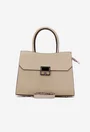 Geanta dama bej din piele cu model