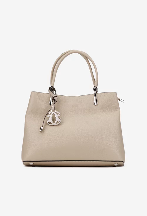 Geanta dama bej din piele texturata