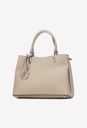 Geanta dama bej din piele texturata