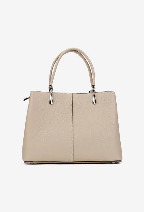 Geanta dama bej din piele texturata