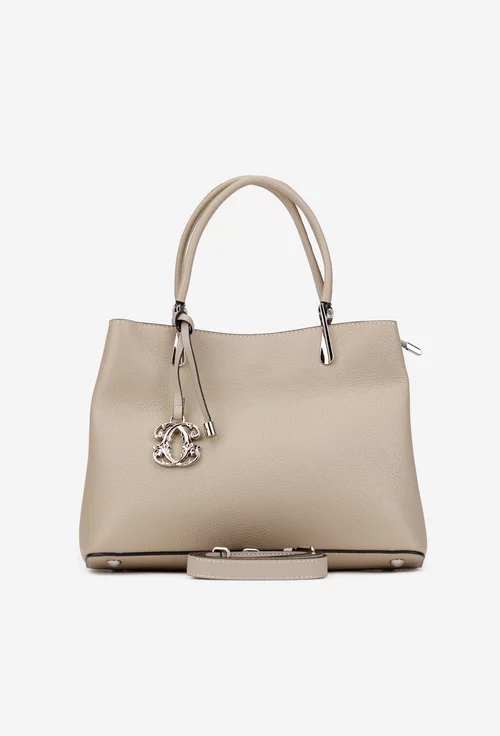 Geanta dama bej din piele texturata