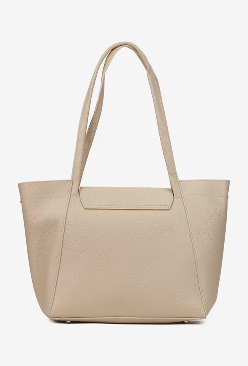 Geanta dama bej din piele texturata