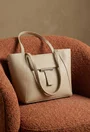 Geanta dama bej din piele texturata
