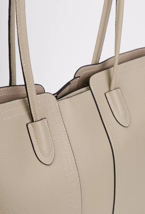 Geanta dama bej din piele texturata