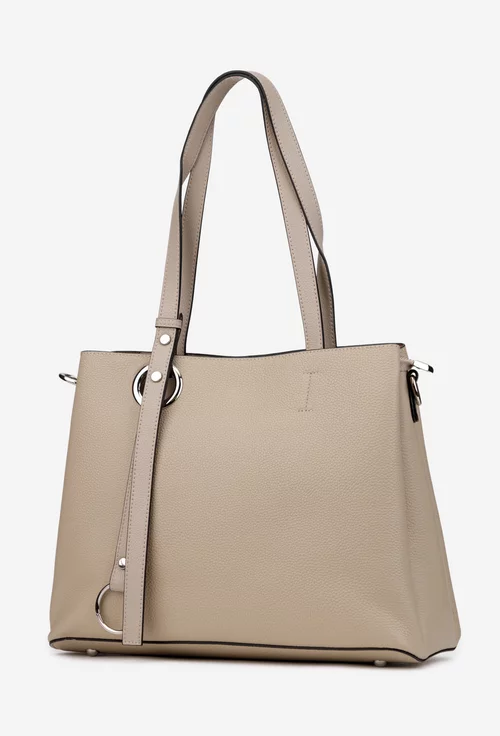 Geanta dama bej din piele texturata