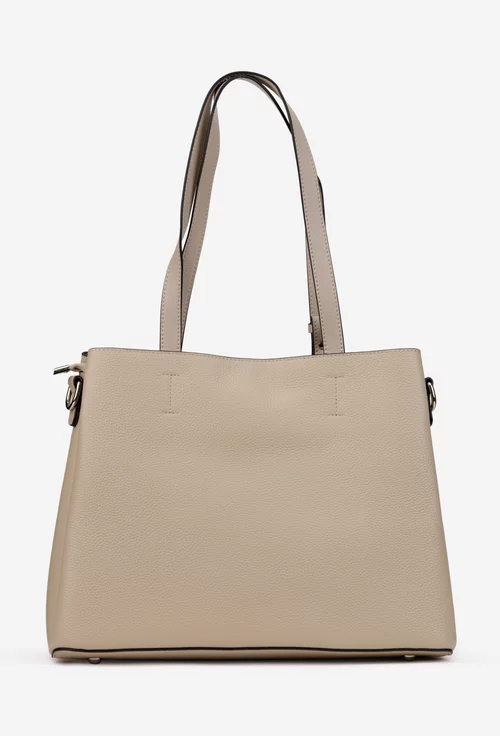 Geanta dama bej din piele texturata