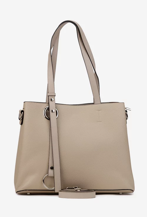 Geanta dama bej din piele texturata