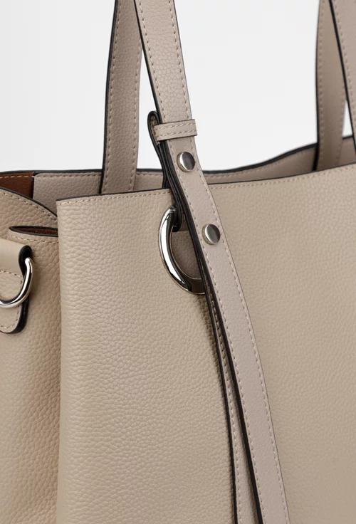 Geanta dama bej din piele texturata