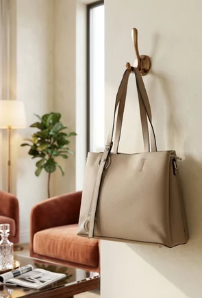 Geanta dama bej din piele texturata