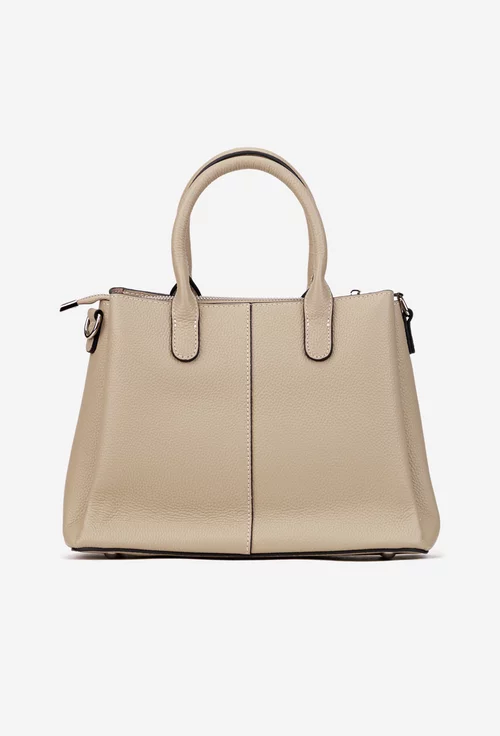 Geanta dama bej din piele texturata