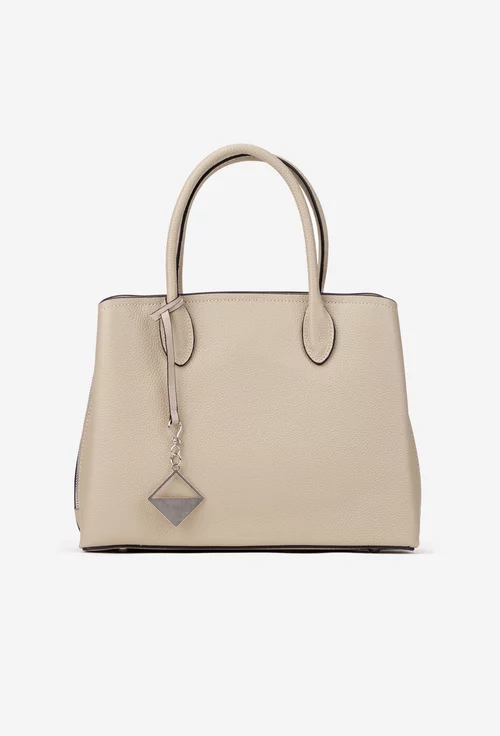 Geanta dama bej din piele texturata