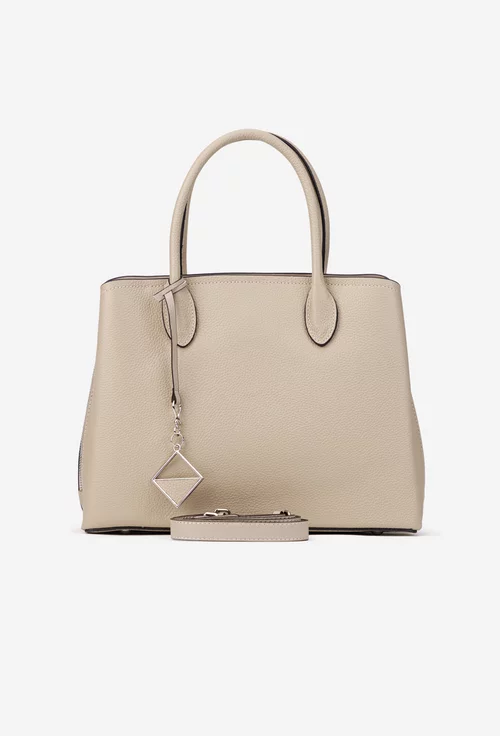 Geanta dama bej din piele texturata