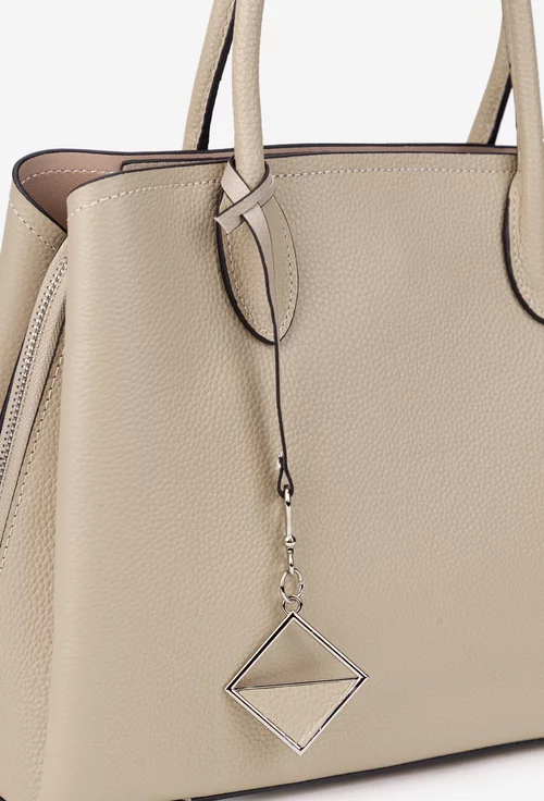 Geanta dama bej din piele texturata