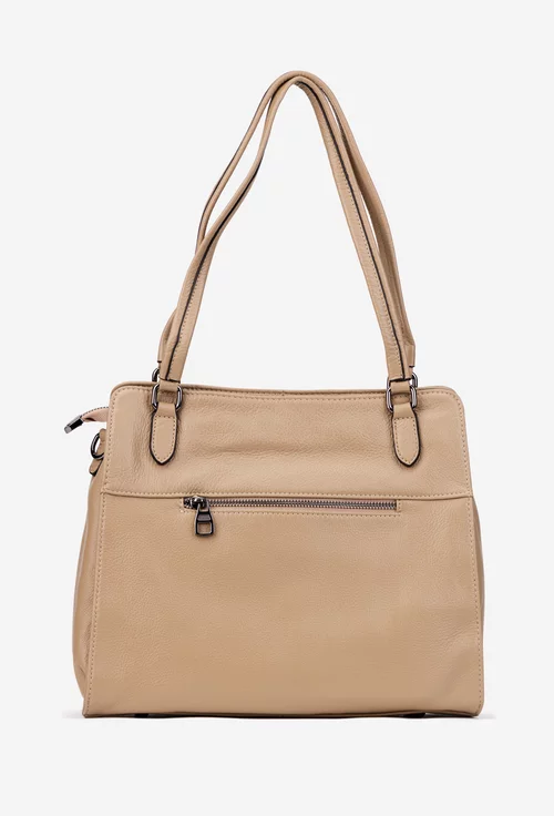 Geanta dama bej din piele texturata