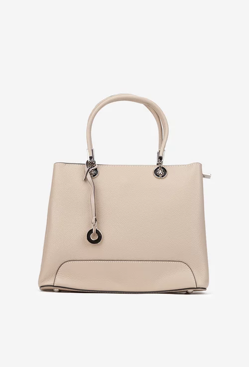 Geanta dama bej din piele texturata