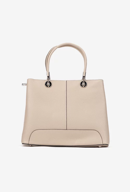 Geanta dama bej din piele texturata