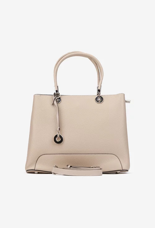 Geanta dama bej din piele texturata