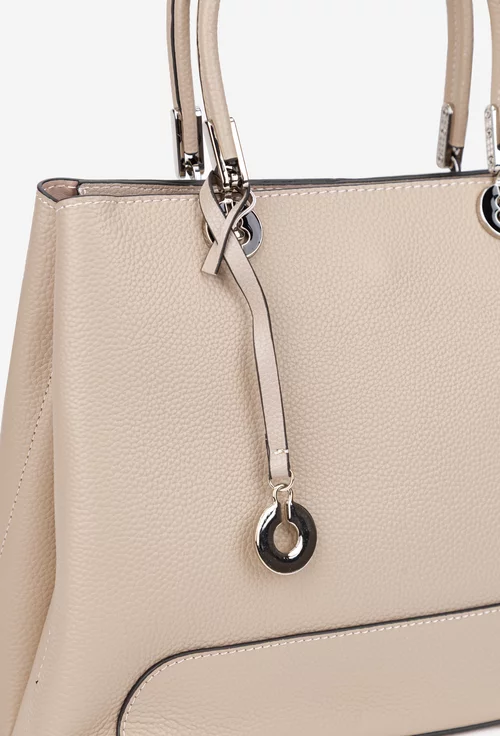 Geanta dama bej din piele texturata