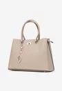 Geanta dama bej din piele texturata cu ornament