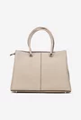 Geanta dama bej din piele texturata cu ornament